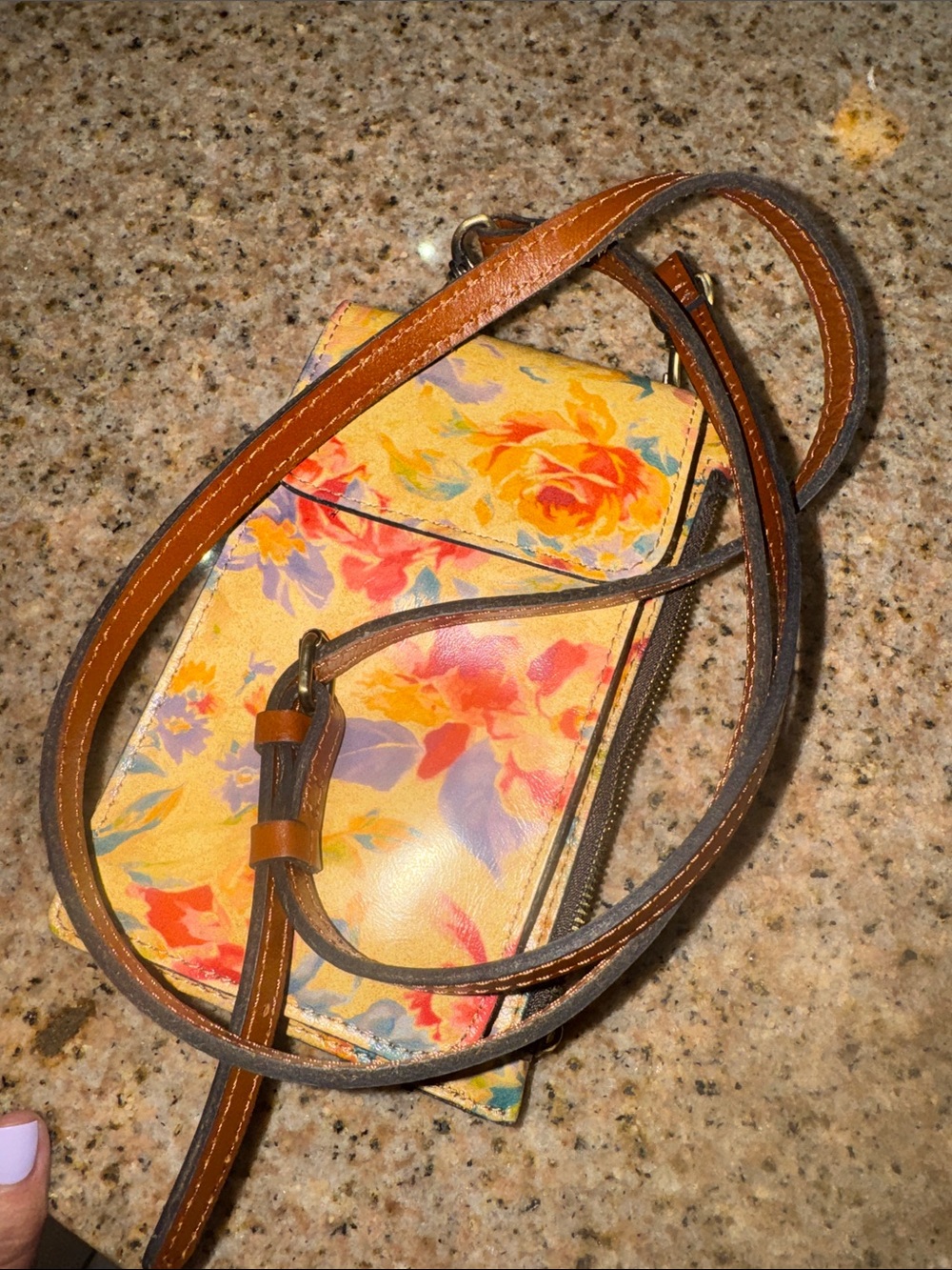 Patricia Nash Floral Yellow Crossbody Phone Bag - Picture 10 of 10